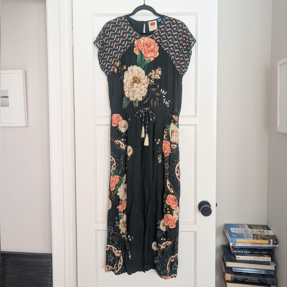 FARM Rio Black Ruched Tiered Maxi Dress